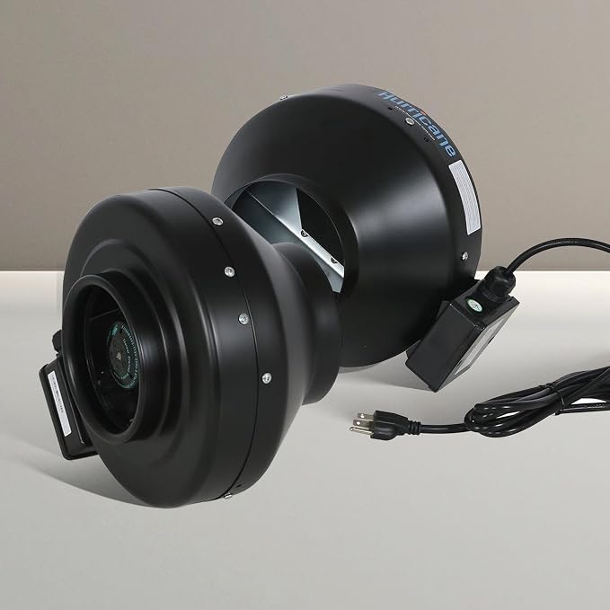 Hurricane Commercial Grade Inline Fan for Phresh & Black Ops Carbon Filters, Ideal-Air Ducting and Clamps and Titan Controls Ventilation Controllers