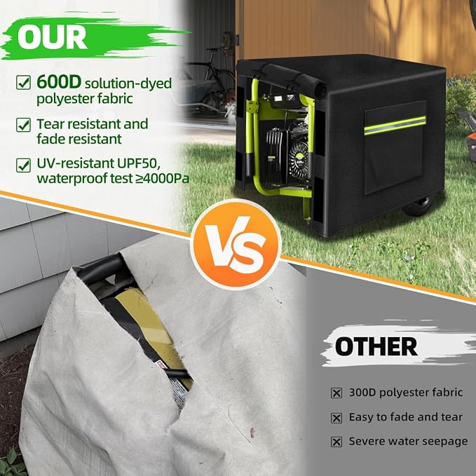 Outdoor Generator Cover While Running, 600D Polyester Waterproof Generator Covers for Outside Fade and Tear Resistant, All-weather Generator Enclosure 32”Lx24”Wx24”H (Black)