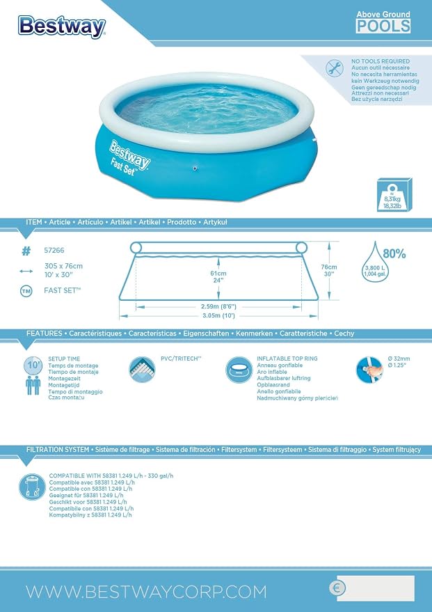 Fast Set™ 10' x 30"/3.05m x 76cm Pool