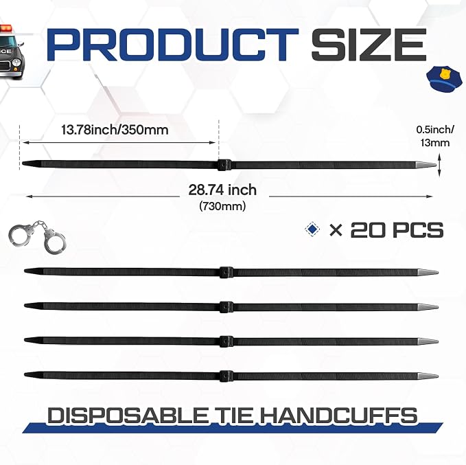 Boao 20 Pcs 13.5 x 0.5 Inch Zip Ties Cable Disposable Heavy Duty Tie Double Flex Plastic Nylon Tie Restraints (Black)