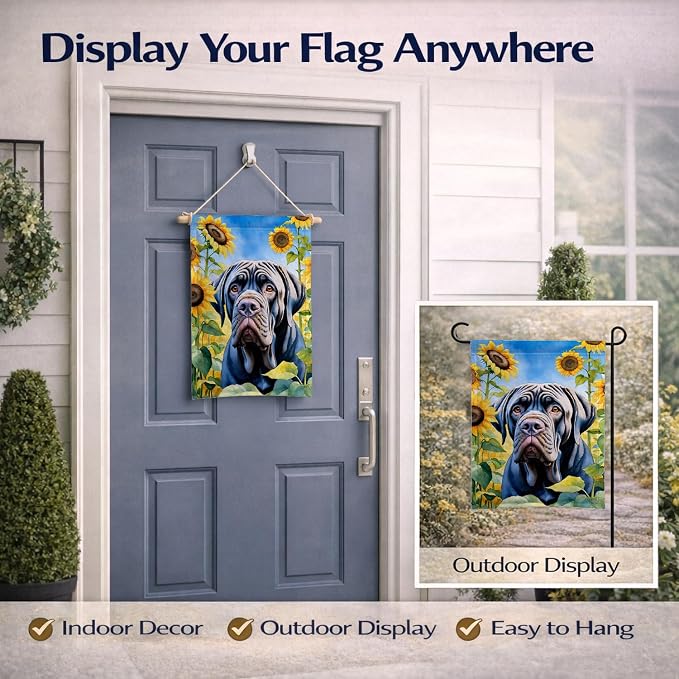 Caroline's Treasures DAC6122GF Neapolitan Mastiff in Sunflowers Garden Flag Mailbox Flag Decorative Yard Flag Banner Outside Patio Artwork Yard Flower Beds, Garden Size, Multicolor