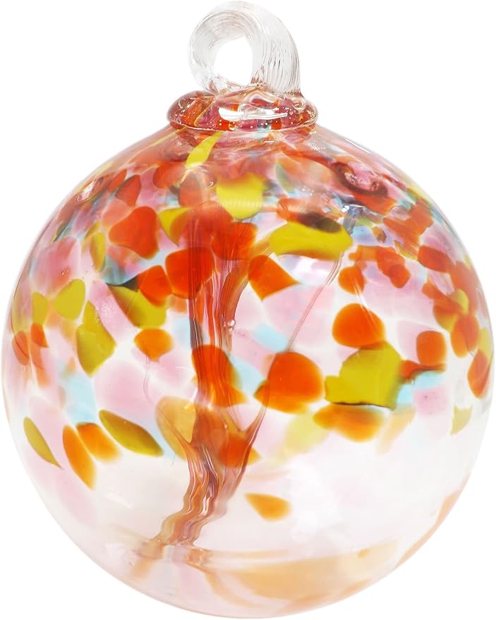 Dale Tiffany Hand Blown Glass, 4" Diameter Eden, Tree of Life Collection, Witch Globe Hanging Garden Indoor/Outdoor Decorative Ornament Gazing Ball