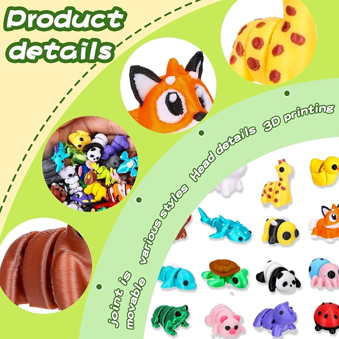 ywevyezc 52 Pcs 3D Printed Animals Set, Flexible Articulated Mini Sea Animal Figurines Fidget Toy Desk Pets, Ideal for Party Favors Birthday Gifts Office Desktop Home Decor