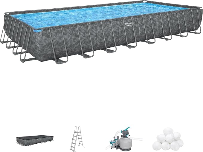 Bestway APX Rectangular Above-Ground Pool Kit 365-956 cm x 488 cm x 132 cm - Dark Grey