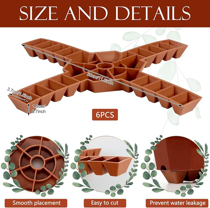 Panelee 6 Pcs Plant Pot Stand Riser Adjustable Cuttable Plastic Under Plant Stand Prevent Water Damage for Outdoor Indoor Pot Holder Garden Patio(12 Inch,Brown)