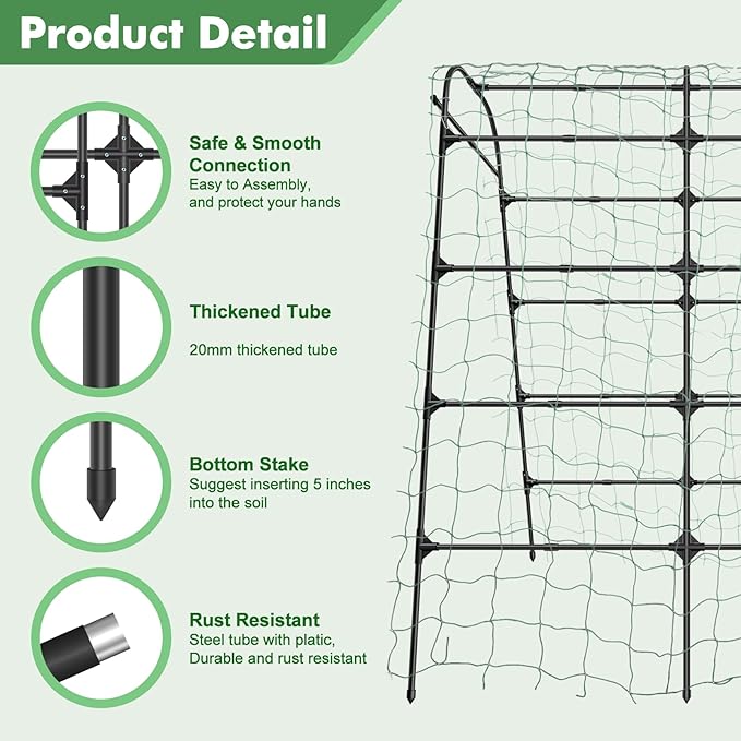 GOJAWAY 7*5.4* 5FT Arch Metal Garden Trellis,Outdoor Climbing Support Frame | Large Tall Cucumber Tunnel Trellis for Pathway Yard,Suitable for Supporting Grape Rose Beans Raised Bed PP Coasted Aluminum