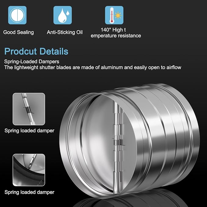 Hon&Guan 4 Inch Inline Booster Duct Fan with Speed Controller and 4 Inch Backdraft Damper