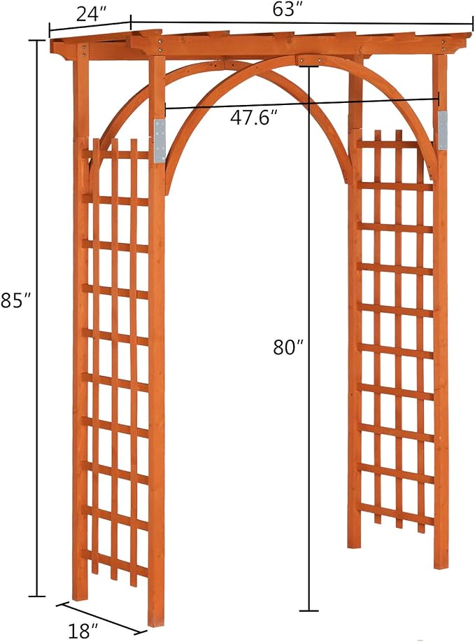 VINGLI 85in Wooden Arbor Garden Arch, Wedding Arch for Ceremony, Wood Trellis for Plant Climbing, Christmas Decor Pergola for Garden Backyard, Lawn (Golden Brown)