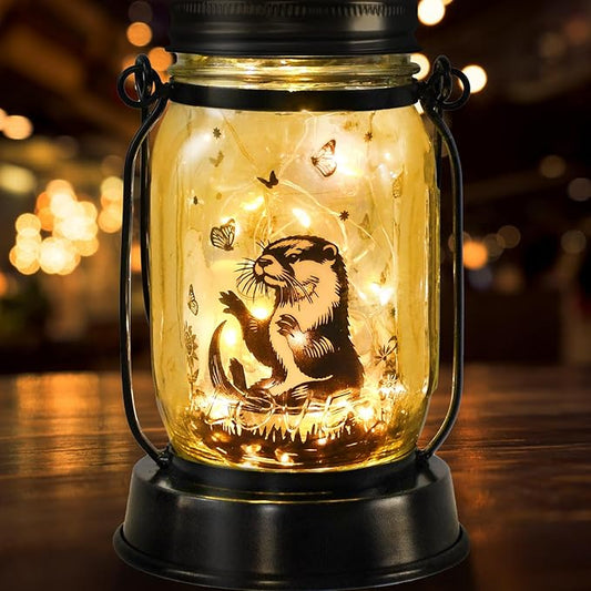 kyoryuger Otter Gifts for Women/Men River Otter Lovers Solar Lantern Mom Birthday, Mothers Day, Animal Solar Garden Decoration Outside for Yard, Patio,Backyard,Porch