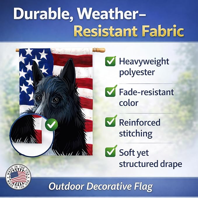 Caroline's Treasures CK6681CHF Russo-European Laika Dog American Flag House Flag Large Porch Sleeve Pole Decorative Outside Yard Banner Artwork Wall Hanging, Polyester, House Size, Multicolor