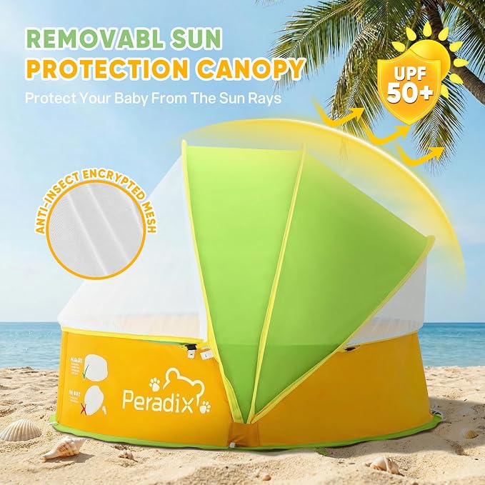 Peradix Paddling Pool for Kids & Pets Infant Ball Pit Tent, Portable Baby Beach Tent, 4-in-1 Pop Up Pool Tent with UV Adjustable Canopy, Indoor/Outdoor Playpen Foldable Toys for Child Summer 2026