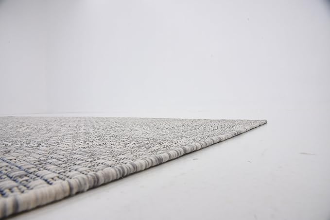 Unique Loom Collection Casual Transitional Solid Heathered Indoor/Outdoor Flatweave Area Rug (6' 1" x 9' Rectangle, Light Gray/Ivory)