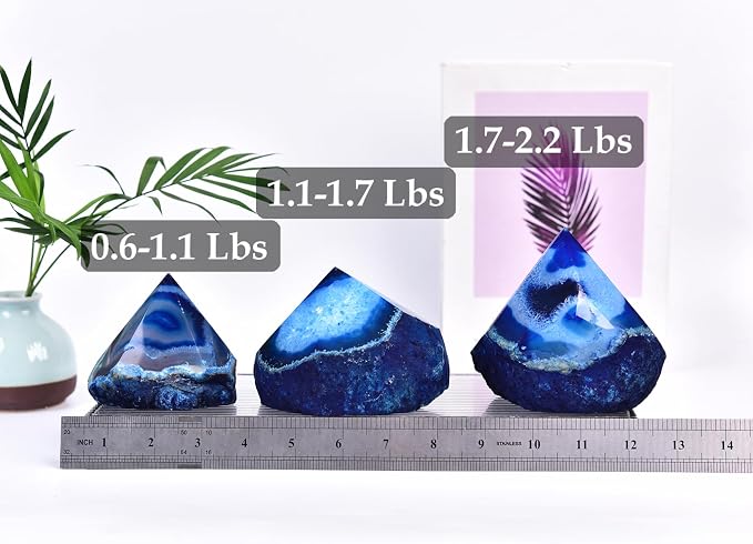 Agate Wand Crystal Irregular Column 0.6-1.1 Lbs Dyed Blue for Coastal Theme Home Relax Corner Small Garden Figurine Desktop Decor
