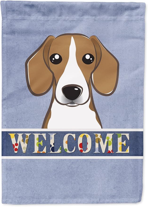Caroline's Treasures BB1425GF Beagle Welcome Garden Flag, Blue Mailbox Flag Decorative Yard Flag Banner Outside Patio Artwork Yard Flower Beds, Garden Size, Multicolor