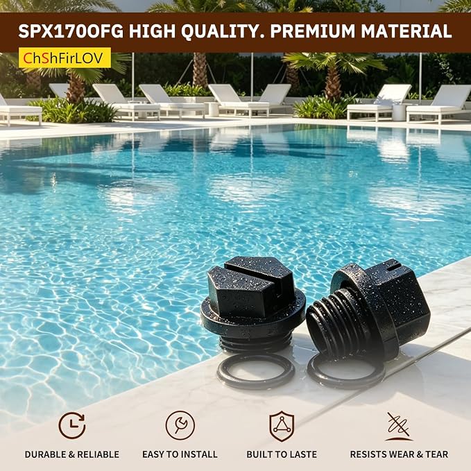 SPX1700FG Pool Pump Pipe Plug Drain Plugs with Gaskets for Hayward Pool Cleaner Pumps & Power-flo LX Pump Series (2PCS)