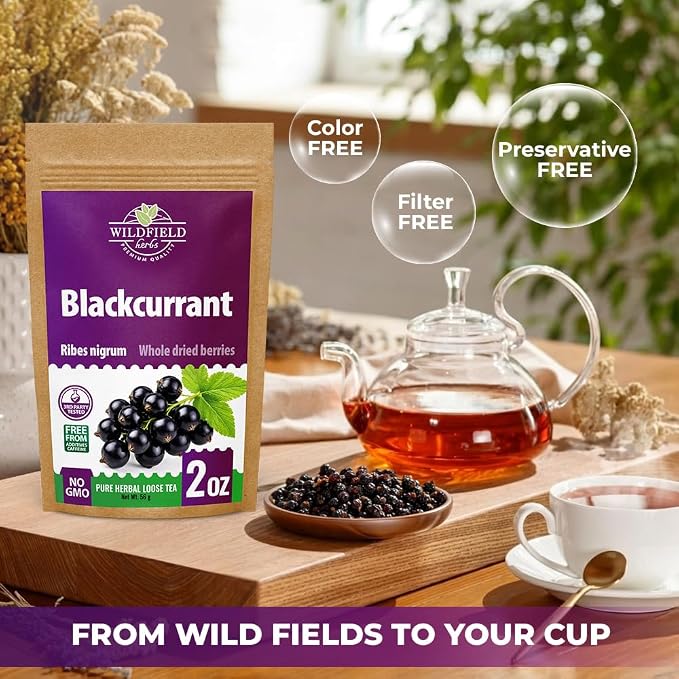 2 oz. Blackcurrant Fruit Herbal Tea (Ribes Nigrum) - 56g Dried Blackcurrant Berries Herb Té De Grosella Negra