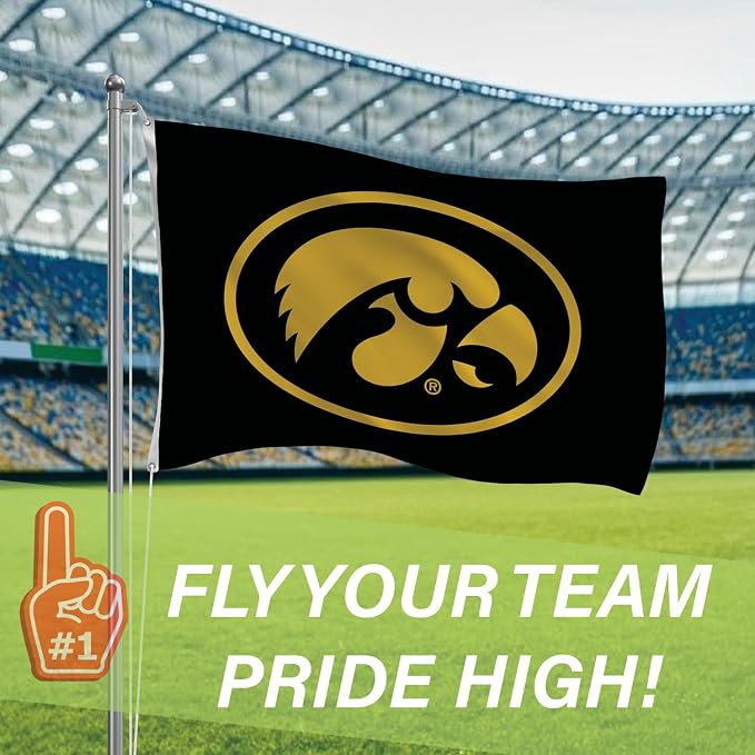 NCAA University of Iowa Flag with Grommets, 3'x5' Iowa Hawkeyes Outdoor College Flags & Banners for Garden Patio Indoor Wall Décor