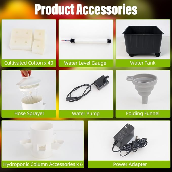 Hydroponics Growing System, Indoor Gardening System, Hydroponic Tower with 30 Liter Capacity Mobile Water Tank for Home, Balcony or Small Greenhouse Growing