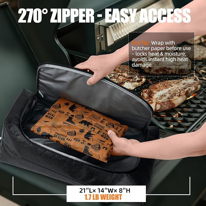 270° Opening BBQ Blanket for Resting Meat, Insulated Leak-Proof Meat Resting Bag for Brisket, Father's Day Birthday Gift for Men Dad Husband, Smoker Grilling Accessories for Camping Party Kitchen