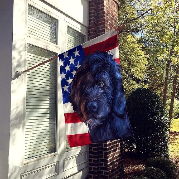 Caroline's Treasures CK6661CHF Portuguese Water Dog American Flag House Flag Large Porch Sleeve Pole Decorative Outside Yard Banner Artwork Wall Hanging, Polyester, House Size, Multicolor