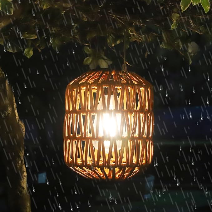 2 Pack Solar Lanterns Outdoor Waterproof, Rattan Solar Lights for Yard, Outdoor Garden Lights, Hanging Lanterns Decorative Birthday Gifts for Mom Grandma, Outdoor Lanterns for Porch Patio Pathway