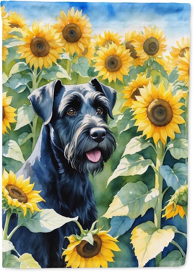 Caroline's Treasures DAC6087GF Giant Schnauzer in Sunflowers Garden Flag Mailbox Flag Decorative Yard Flag Banner Outside Patio Artwork Yard Flower Beds, Garden Size, Multicolor