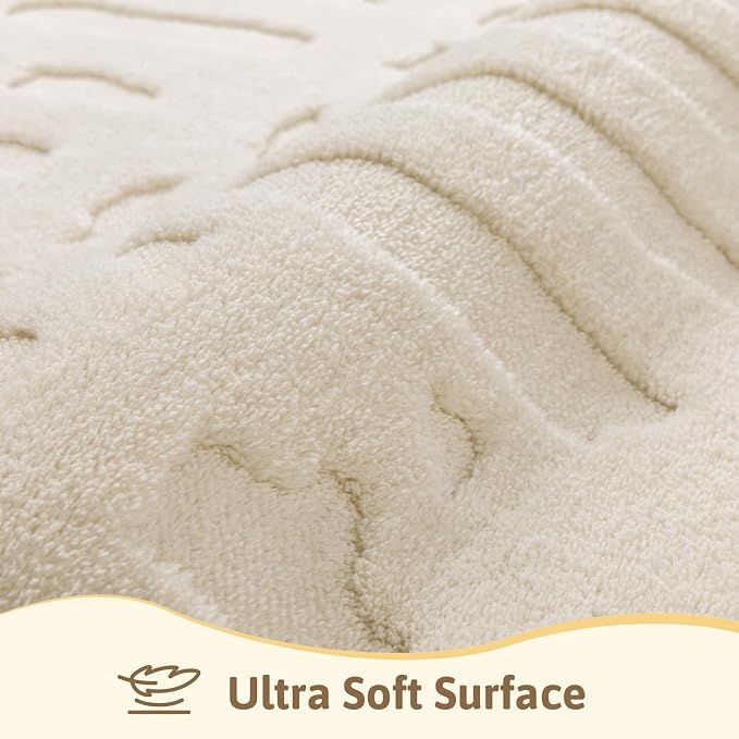 Yamaziot Washable 4x6 Area Rugs for Living Room Textured Non Slip Rug Beige | Modern High-Low Geometric Pattern, Soft Fluffy, Neutral, Minimalist Floor Carpet for Bedroom Dining Room Nursery Kids Room