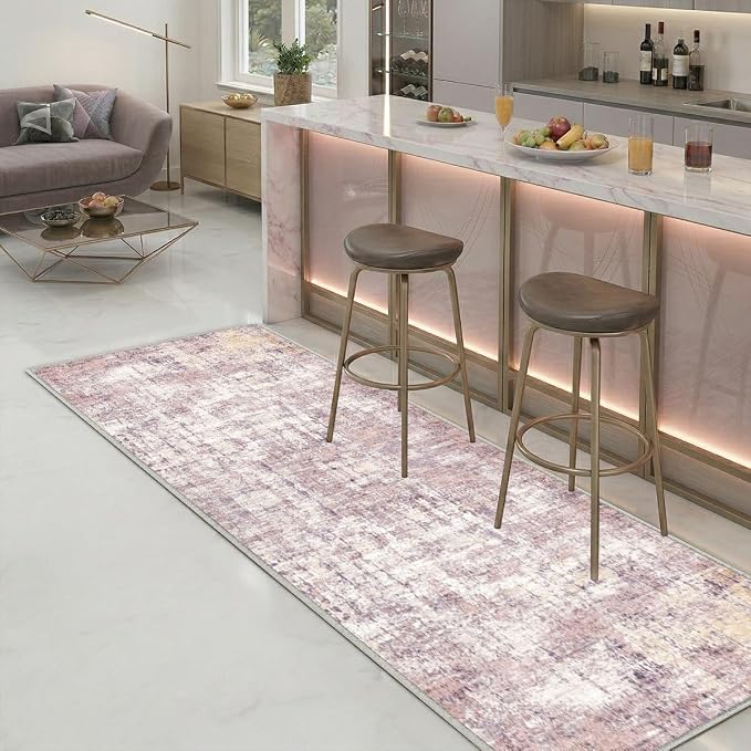 2x6 Abstract Kitchen Runner Rug Washable Non-Slip Bedroom Rugs | Non Slip Soft Rug Modern Abstract Indoor Floor Stain Resistant Carpet for Bedroom Dining Room Farmhouse Nursery Home Office