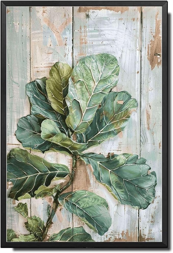 Metal Sign Tin Sign Vintage Rustic Elegance Fiddle Leaf Tin Sign for Indoor Plant Lovers Home Decor and Easy Installation Tin Signs for Garden for Home Decor 12×16 Inches with Metal Frame