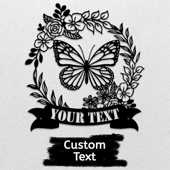 MeMate Flowers Garden Signs, Floral Garden Sign to Personalize, Personalized Metal Signs, Customized Name Wall Art for Garden Outdoor Decor, Large Outdoor Plaque Sign for She Shed, Potting Shed