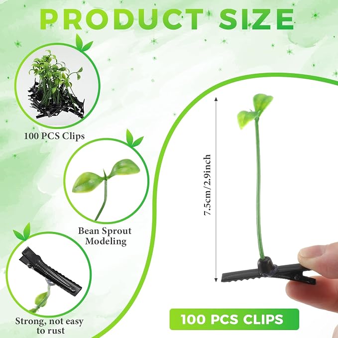 Tigeen 100 Pieces Bean Sprout Hair Clip Funny Plant Hairpins Grass Flower Butterfly Mushroom Hair Accessories (Classic Style)