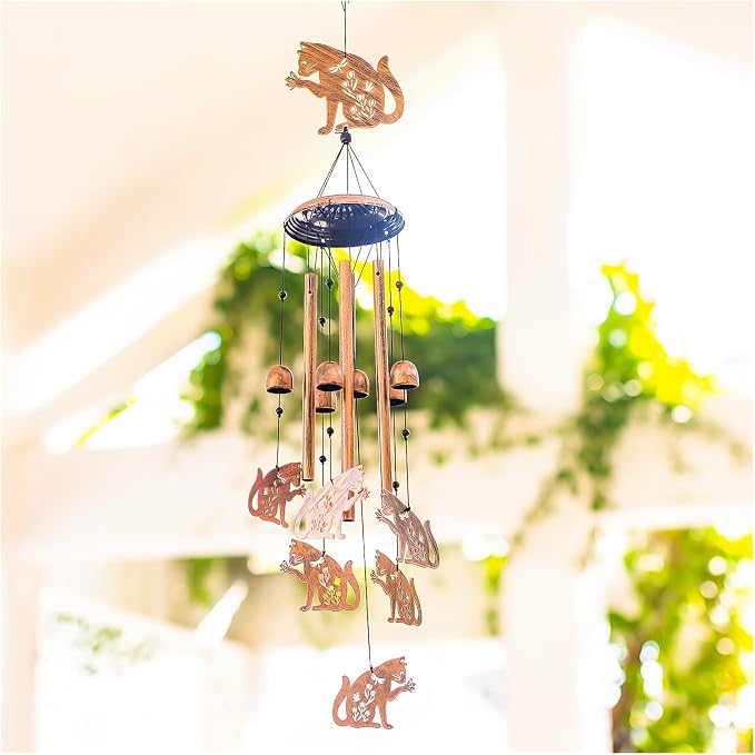 Cat Wind Chimes Outdoor Cat Gifts for Women Men Mom Dad Birthday Unique Gardening Gifts Metal WindChimes for Outside/Indoors, Lawn, Patio, Home, Yard Decor, Garden Decorations