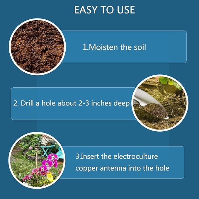17" Electroculture Plant Stakes, 10 Pack Long Available Copper Garden Stake, Electroculture Copper Coil Wire Antennas, Tensor Rings Kit for Growing Vegetable Garden Plants, High-Yield