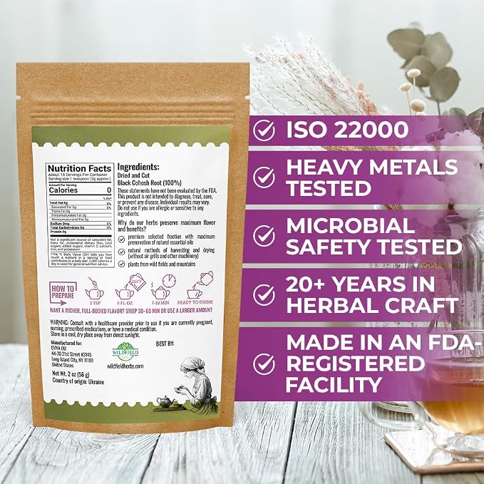 2 oz. Black Cohosh Tea Black Cohosh Root Herbal Tea (Actaea Racemosa) - 56g