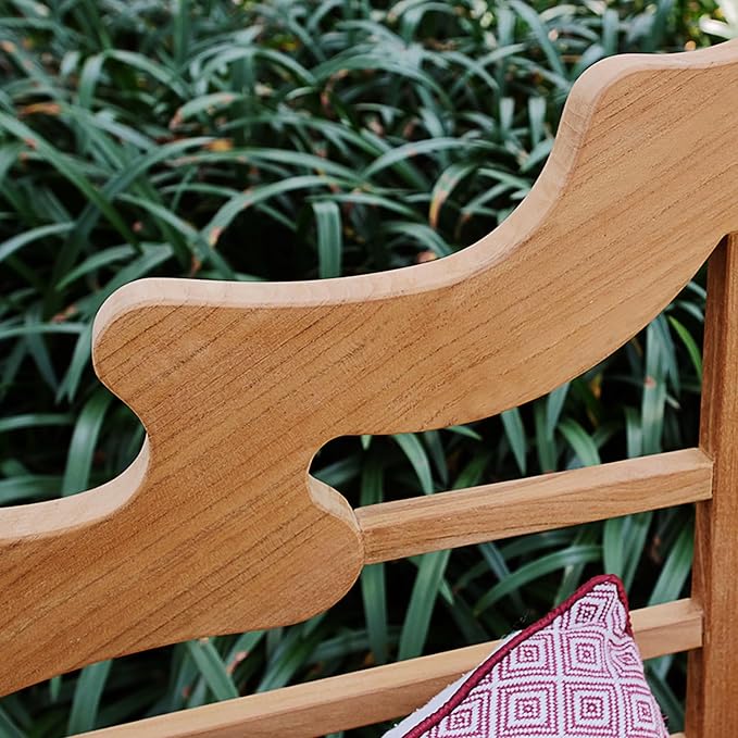 Cambridge Casual Lutyens Teak Wood 4-Foot Garden Bench, Solid Teak Wooden Patio Furniture Seating, Weather-Resistant Outdoor Furniture Bench for Garden, Lawn, Porch, Backyard, Deck, Balcony