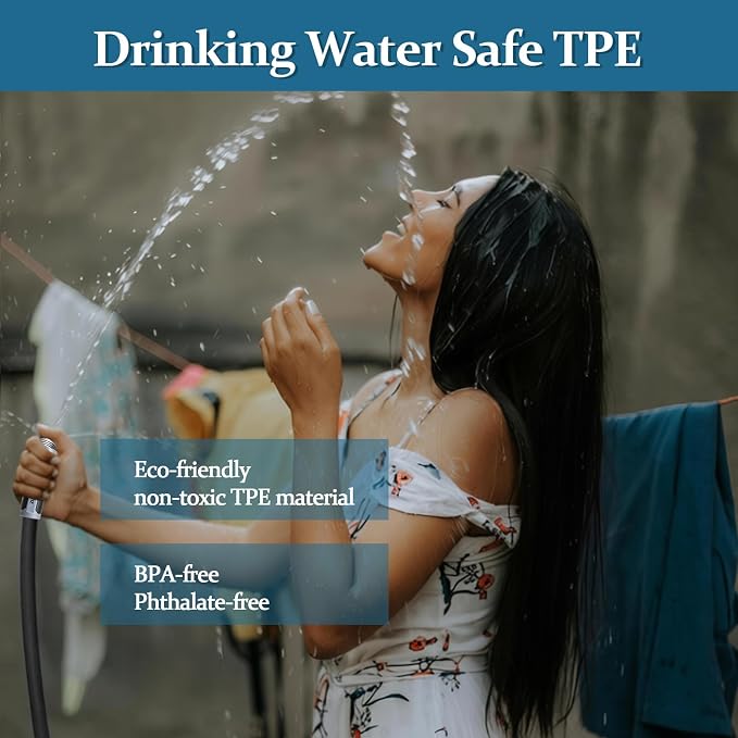 Garden Hose 50 ft, Made of TPE (BetterThan PVC/Hybrid Polymer), Lightweight yet Durable Water Hose with Ergonomic Grip, Drinking Water Safe Material, All-Weather, 3/4" GHT Fittings