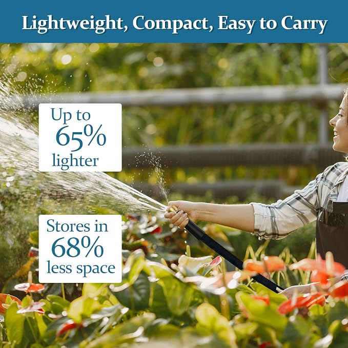 Garden Hose 75 ft, Made of TPE (BetterThan PVC/Hybrid Polymer), Lightweight yet Durable Water Hose with Ergonomic Grip, Drinking Water Safe Material, All-Weather, 3/4" GHT Fittings