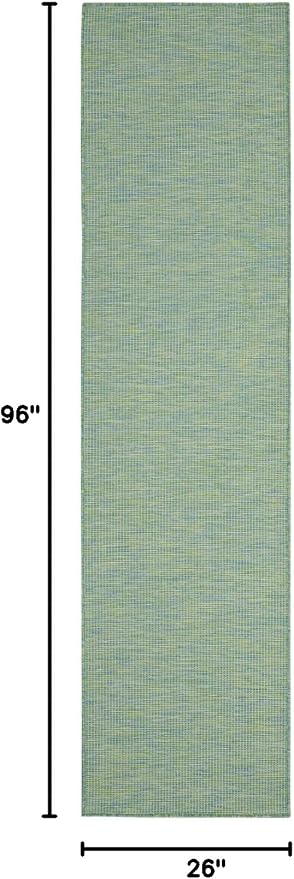 Nourison Home Positano Blue Green 2'2" x 8' Area Rug - Easy Clean, Non Shedding, Bed Room, Living Room, Dining Room, Kitchen (8' Runner)