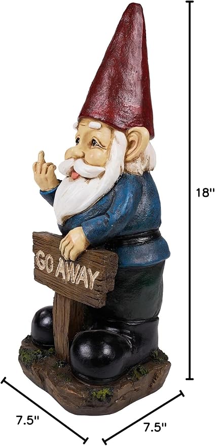 Hi-Line Gift Ltd Gnome Holding Go Away Sign