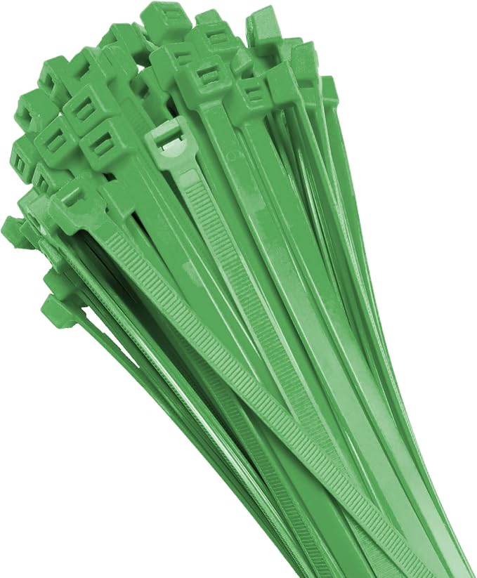 Electriduct 4" Nylon Cable Zip Ties Self-Locking Adjustable Plastic Ties - Green (100 Pack)