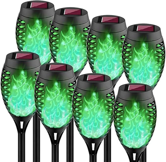 Swingers Solar Lights Outdoor,Halloween Solar Torch Lights with Flickering Flame,Waterproof Outdoor Garden Lights for Outside Patio Pathway Yard Decorations(12, Green)