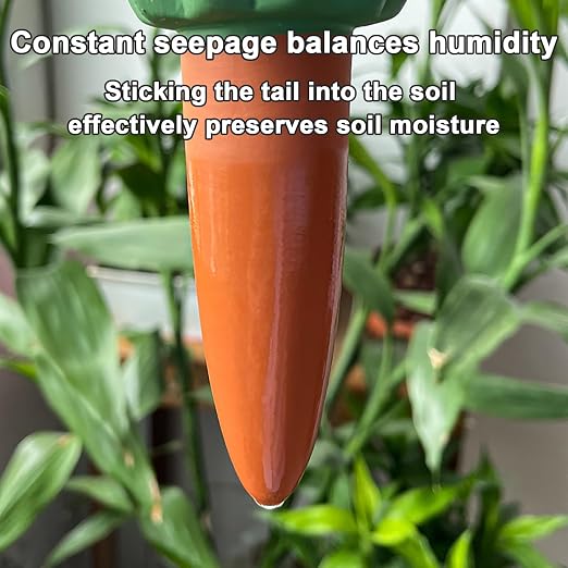 Terracotta Watering Spikes, 4 Pack Plant Watering Devices Self Watering Spikes Vacation Clay Watering Stakes Garden Plant Watering Globes for Indoor & Outdoor Plants