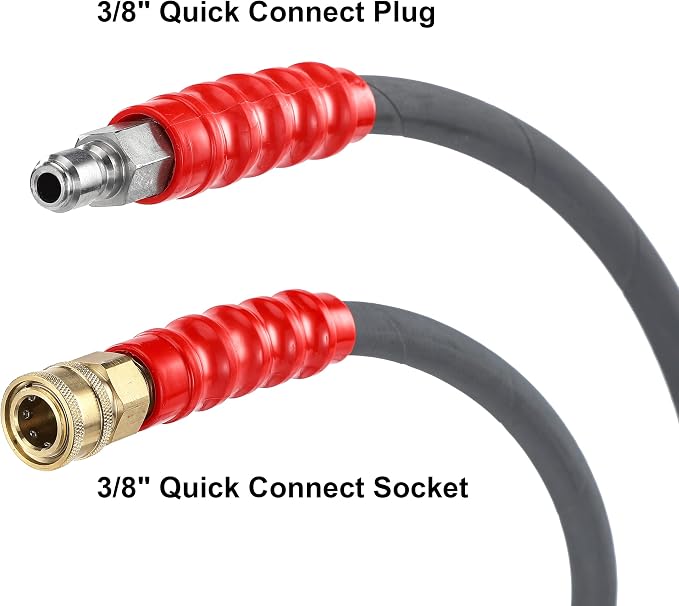 M MINGLE Pressure Washer Jumper Hose, 5 FT Whip Hose for Power Washer | 3/8 Inch Quick Connect, Hot & Cold Water Compatible, Connect Pump to Hose Reel