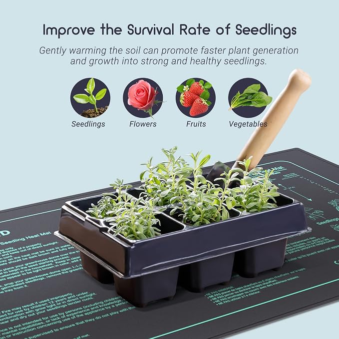 LUXBIRD 2 Pack Seedling Heating Mat for Seed Starting, 10”x 20.75” Durable Waterproof Warm Hydroponic Heating Pad for Indoor Plants Germination, IP67, MET Standard (120V US Plug)