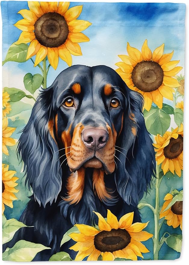 Caroline's Treasures DAC6090GF Gordon Setter in Sunflowers Garden Flag Mailbox Flag Decorative Yard Flag Banner Outside Patio Artwork Yard Flower Beds, Garden Size, Multicolor
