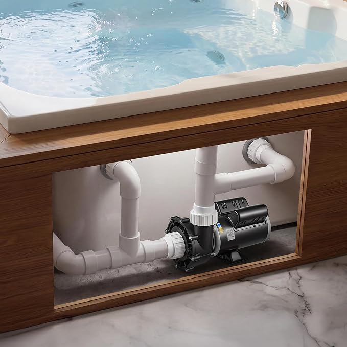 VEVOR SPA Pump 3HP Hot Tub Pump 2 Speed 48 Frame with 1.5" & 2" Port, 230V, 190 GPM High Speed & 90 GPM Low Speed, 90° Rotational Interface, SPA Bath Water Circulation, Compatible with OEM Models