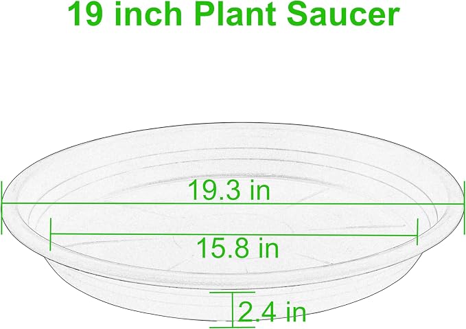 2 Pack of 19 inch Clear Plant Saucer, Large Plant Tray, Heavy Sturdy Plant Drainage Tray for Indoors, Bird Bath Bowls, Sturdy 18 inch Plastic Pot Tray for Planter