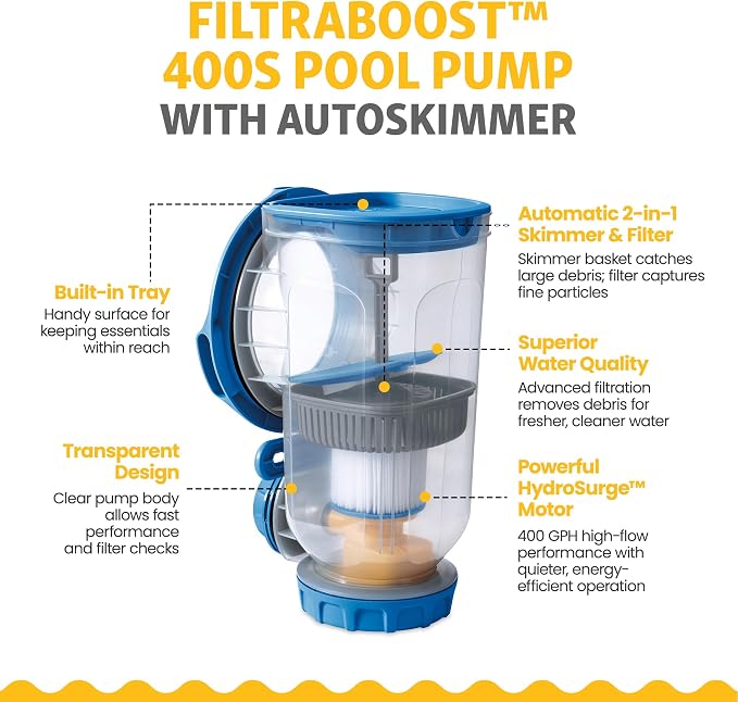 Funsicle Activity 12' x 30" Round Above Ground Swimming Pool, Includes FiltraBoost 400 GPH Filter Pump with AutoSkimmer, Type I Filter Cartridge & Repair Patch