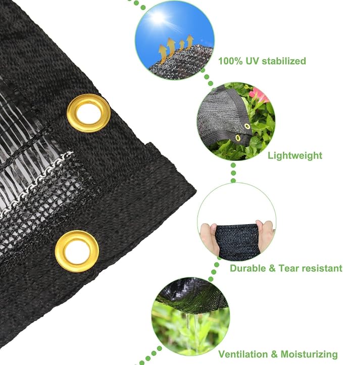 Mklsit Garden Shade Cloth, 40% 12 x 12 FT Resistant Sun Shade Net Mesh Tarp with Reinforced Grommets Outdoor Shade Cloth for Greenhouse, Plants, Tomatoes, Pergola, Patio Sunshade
