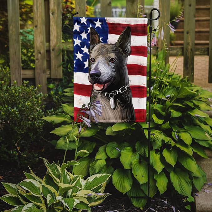 Caroline's Treasures CK6733GF Taiwan Dog American Flag Garden Flag Mailbox Flag Decorative Yard Flag Banner Outside Patio Artwork Yard Flower Beds, Garden Size, Multicolor